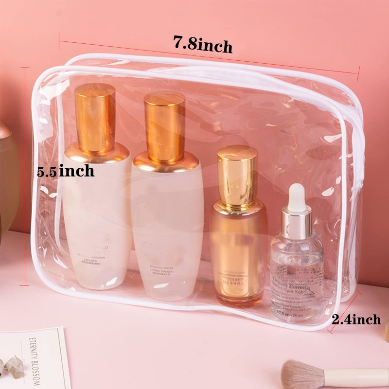 Tergy 20 Packs Clear Cosmetics Bags for Women Men Waterproof Toiletry Bags PVC Makeup Bags Organizer Case with Zipper for Travel Bathroom (Black&White) - Image 2
